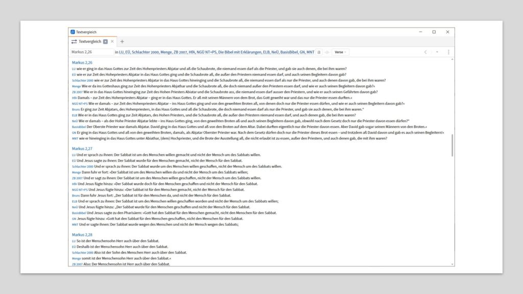 Textvergleich Markus 2,26